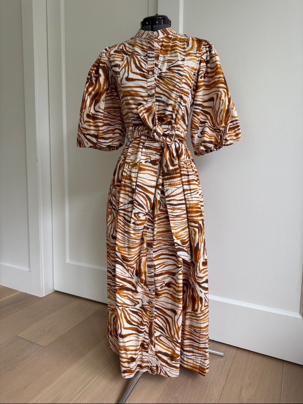 Women's Brown Zebra Print Tie-Waist Dress